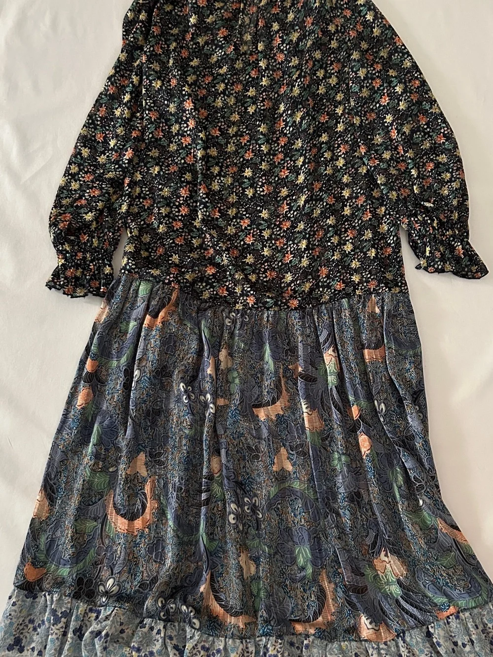 Floral Print Maxi Dress - Black & Blue - Picture 6 of 6